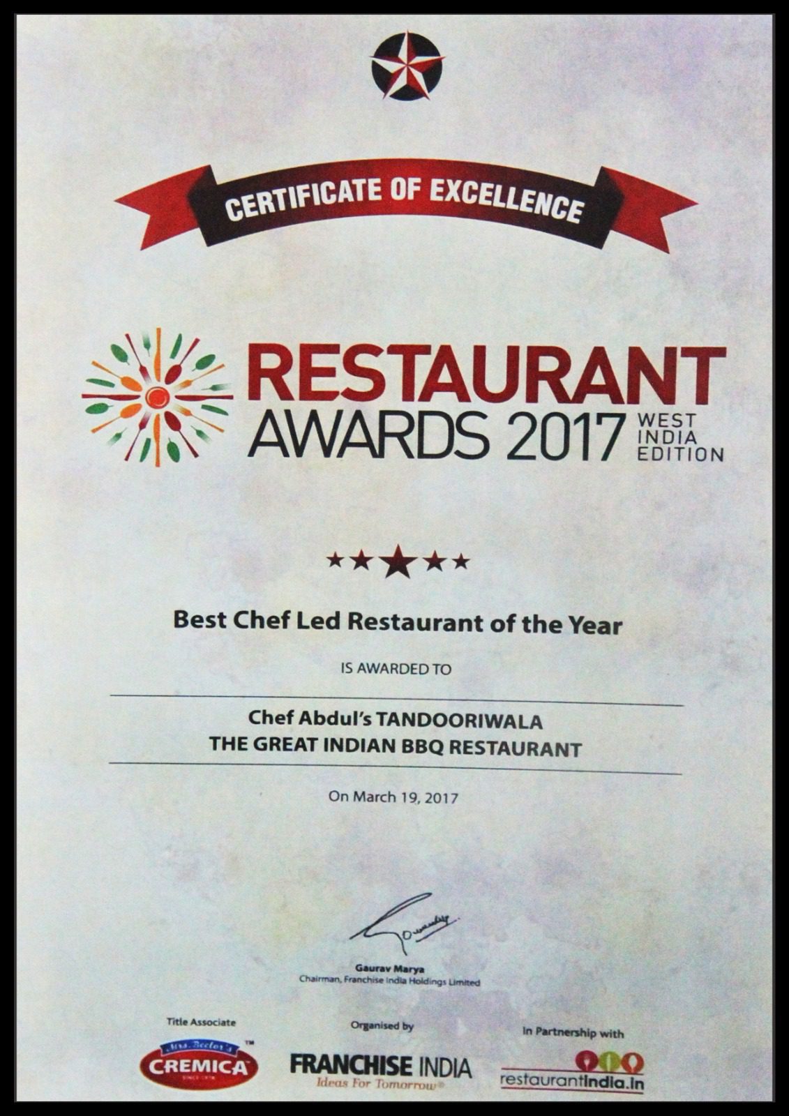 restaurant awards 2017
